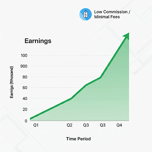 Icon representing high earnings or low commission